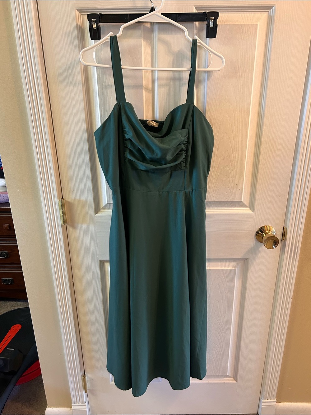 Forest Green Cowl-Neck Midi Dress
